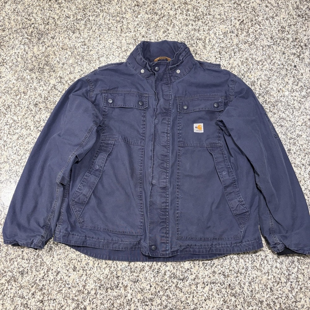 Carhartt FR Jacket Mens Large Blue Flame Resistant Workwear Utility Coat⁠